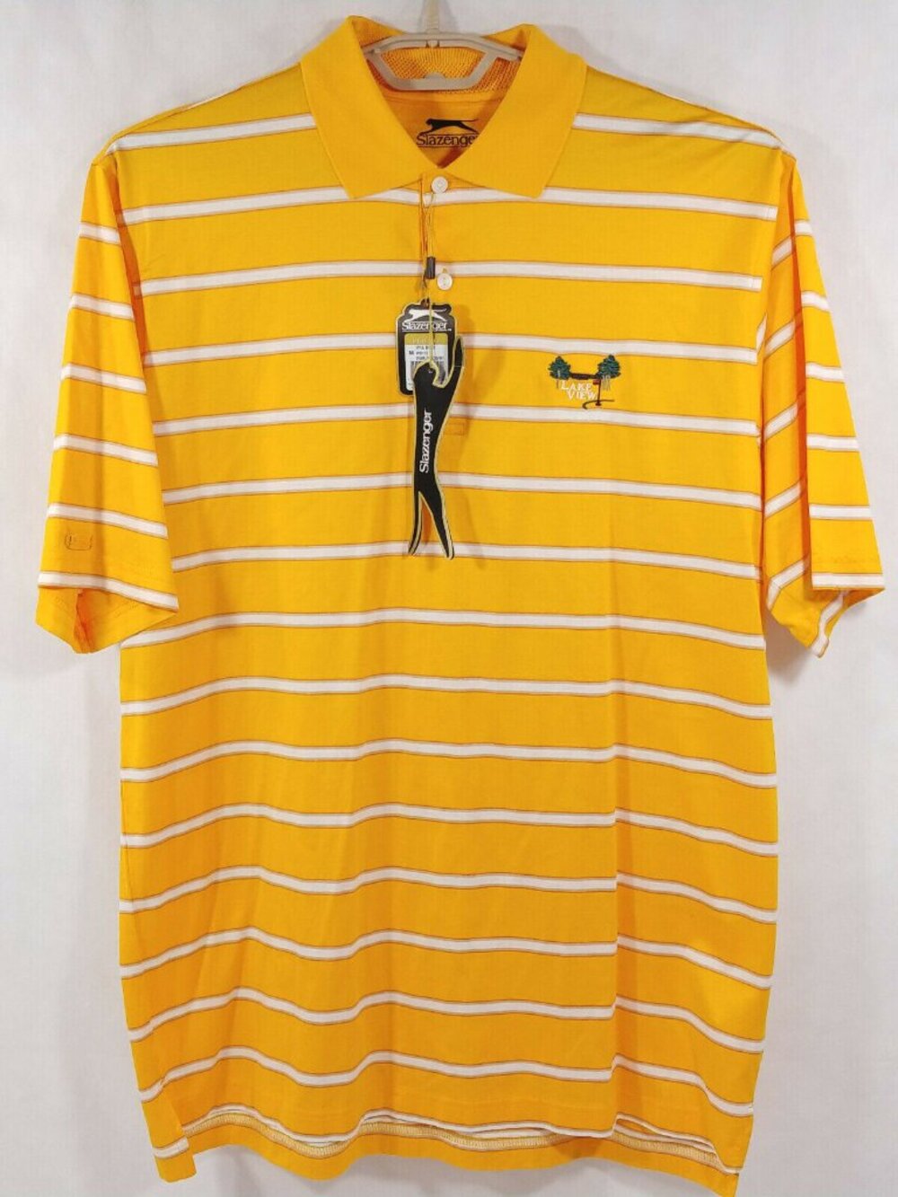 Slazenger Golf Lakeview Country Club Yellow S/S Performance Polo Shirt Mens M